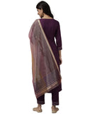 INDO ERA Women's Cotton Blend Embroidered Straight Kurta Trouser With Dupatta Set(KD4PR9060)