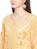 Ada Hand Embroidered Lucknowi Chikankari Straight Cotton Kurti Kurta for Women A220999 White 2XL