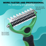 Kiloforest Pet Grooming Tools Brush for Dogs/Cats-2 Sided Shedding and Dematting Undercoat Rakes Combs (Green) Green