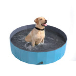Portable Pool for Dogs – 47-inch Diameter Foldable Pool with Carrying Bag – Large Pet Pool with Drain for Bathing or Play by PETMAKER (Blue) Blue