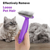 FLUFFEE Dog Brush, Cat Brush for Shedding, The Best Pet Grooming Brush with 3 Replaceable Hair Comb, Effectively Removes Tangles, Undercoats, and Loose Hair, Professional Deshedding Brush for Long Haired and Short Haired Pet(Purple) Purple