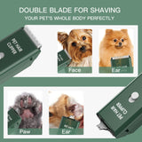 Founouly 2 in 1 Home Professional Dog Grooming Kit Clipper Low Noise USB Rechargeable Gifts for Dog Cat Green Map005-green