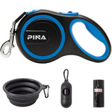 PINA Retractable Dog Leash, 26ft Dog Leash for Small Medium Large Dogs Up to 110lbs, 360° Tangle-Free Strong Reflective Nylon Tape, with Anti-Slip Handle, One-Handed Brake, Pause, Lock - Black Blue