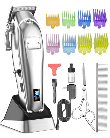 oneisall Dog Grooming Clippers for Thick Heavy Coats,2 Speed Cordless Hair Trimmers with Metal Blade Grooming Kit for Pets Dogs Cats Animals