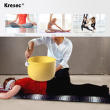 Kresec Yellow 8 Inch Crystal Singing Bowl E Note (¡À40 cents) Solar Plexus Chakra with O-ring and Mallet for Meditation, Yoga, Spiritual and Body Healing and Energy Cleansing Yellow E Note