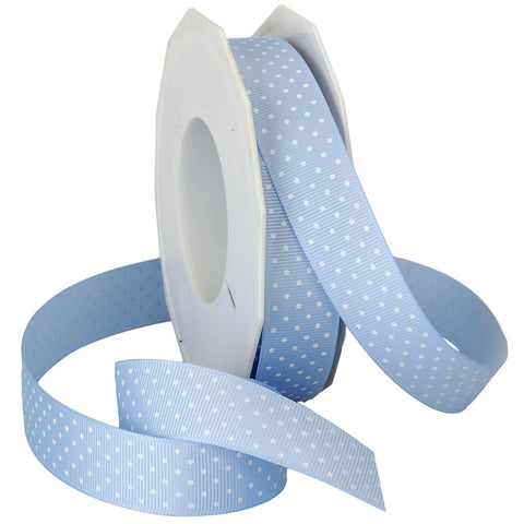 Morex Swiss Dot Polyester Grosgrain Ribbon, 7/8-Inch by 20-Yard Spool, Light Blue (3906.05/20-602) 7/8-In x 20-Yd Lt. Blue