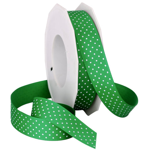 Morex Swiss Dot Polyester Grosgrain Ribbon, 7/8-Inch by 20-Yard Spool, Emerald (3906.05/20-607) 7/8-In x 20-Yd