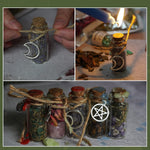 Wiccan Gifts Set for Beginners Women Witchy Valentines Gift Crystals for Witchcraft Supplies Box for Spells Candle for Witches Supplies and Tools Kit with 25 Packs of Herbs and 12 Bottles Crystal Set Casual with 130Pcs