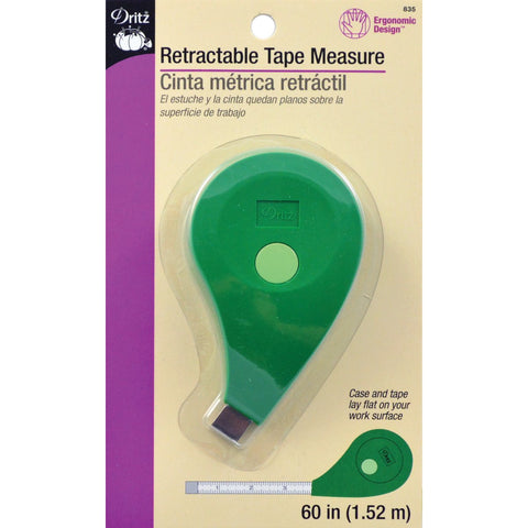 Dritz 835 Retractable Tape Measure with Ergonomic Design, 60-Inch,Green Green