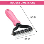 whoobell Undercoat Rake for Dogs, 2 Side Undercoat Brush for Deshedding and Dematting for Dog Cat Rabbit, Professional Pet Grooming HairTools, Removes Loose Undercoat and Nasty Shedding, Pink Pink-L