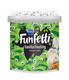 Pillsbury funfetti chocolate cake mix with colored bits and funfetti green vanilla frosting Halloween Theme