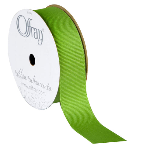 Offray Grosgrain Craft Ribbon, 7/8-Inch x 18-Feet, Apple Green