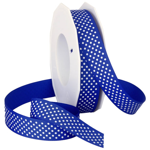 Morex Swiss Dot Polyester Grosgrain Ribbon, 7/8-Inch by 20-Yard Spool, Royal Blue 7/8-In x 20-Yd