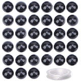 100Pcs Natural Crystal Beads Stone Gemstone Round Loose Energy Healing Beads with Free Crystal Stretch Cord for Jewelry Making (Tourmaline Black, 8MM) Tourmaline Black