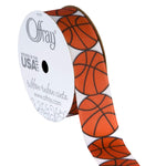 Offray 922132 7/8" Wide Grosgrain Ribbon, Basketball Pattern, 3 Yards