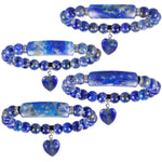TUMBEELLUWA Healing Stone Bracelet 8mm Beads Chakra Crystal Energy Heart Charm Bracelet Handmade Jewelry for Women #3 lapis lazuli crystal stone
