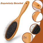 ClumsyPets Dog & Cat Ball Pin Slicker Grooming Brush with Bamboo Handle for Pets Massage Bath and Removes Mats Loose Fur Hairs