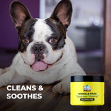 Cleaning Wipes for Bulldog Wrinkle 50 Pads+Bulldog Wrinkle Cream Travel Size 0.5oz for English Bulldog & French Bulldog-Tear Stain Remover,Anti-Itch Deodorizing Dog Wipes w/Natural Honey-Alcohol Free 50 Pads+0.5oz Cream