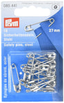 Prym, 27mm, Silver, 16 pc Safety Pins, 9.3 x 5.7 x 0.7 cm, Count
