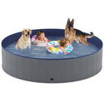 Niubya Foldable Dog Pool, Collapsible Hard Plastic Dog Swimming Pool, Portable Bath Tub for Pets Dogs and Cats, Pet Wading Pool for Indoor and Outdoor, 71 x 12 Inches 3XL - 71'' x 12'' Gray