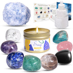 AOOVOO Tumbled Crystals and Healing Stones for Beginners, Easter Gifts, Real Healing Crystals Set with Sage Candle, Authentic Gemstones and Energy Crystals for Relaxation, Stress, Anxiety Relief, Meditation, Calm, Gift in Wooden Box