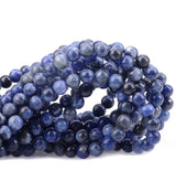 80Pcs Natural Crystal Beads Stone Gemstone Round Loose Energy Healing Beads with Free Crystal Stretch Cord for Jewelry Making (Blue Sodalite, 10mm) Blue Sodalite