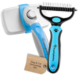 Freshly Bailey Dematting Tool and Self Cleaning Slicker Brush - Perfect Grooming Set for Cats and Dogs