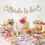 Pre-Strung Bride To Be Banner - NO DIY - Gold Glitter Bachelorette Bridal Party Banner in Script - Pre-Strung Garland on 8 ft Strand - Gold Bachelorette Bridal Party Decorations & Decor. Did we mention no DIY?