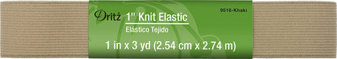 Dritz Knit, 1-Inch x 3-Yards, Khaki Elastic 1-Inch by 3-Yard