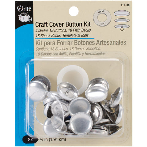 Dritz 114-30 Craft Cover Button Kit with Tools, Size 30 - 3/4-Inch, 18-Sets Size 30 (3/4-Inch)
