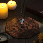 2 Pieces Pendulum Board Wooden Dowsing Divination Pendulum Metaphysical Pendulum Crystal Board with Clear Quartz Crystal Witches Herbs Witchcraft Altar Wooden Kit for Wiccan Altar Supplies