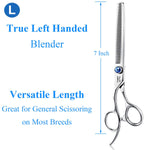 JASON Left Handed 7" 50 Teeth Blending Dog Grooming Scissor, Ergonomic Cats Grooming Thinning Shears Pets Trimming Kit with Offset Handle and a Jewelled Screw, Sharp, Comfortable, Durable Blender B-7"- Blender