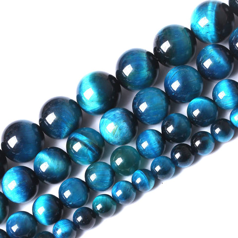 60PCS 6MM AAA Blue Tiger Eye Stone Beads Natural Gemstone Bead Crystal Healing Energy Jewelry Making DIY 15 inches Sapphire Tiger Eye
