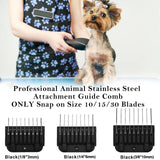 10# Detachable Pet Dog Grooming Clipper Blades,Compatible with Andis,Oster A5,Wahl KM Series Pet Clipper with Heat Proof Animal Stainless Steel Attachment Guide Comb(Size 1/8" 1/4" 3/8") 10# +Guide Comb*3
