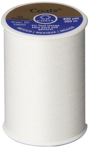 Coats & Clark All Purpose Thread 400 Yards White (ONE spool of yarn)