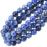 100Pcs Natural Crystal Beads Stone Gemstone Round Loose Energy Healing Beads with Free Crystal Stretch Cord for Jewelry Making (Blue Sodalite, 8MM) Blue Sodalite