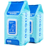 Pet Wipes for Dogs & Cat Wipes (2 Packs of 120) XL & Thick Deodorizing Dog Wipes for Paws and Butt Cleaning - Puppy Dog Bath Wipes – Hypoallergenic Dog Grooming Wipes - Clean Waterless Bathing Wipes 2 Packs of 120 Unscented