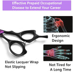 Dream Reach 7.0 inches Professional Decompressed Elastic Handle Pet Grooming Scissors Set,Straight & Chunker & 2 Curved Scissors 4pcs Set for Dog Grooming (Purple) (Up-Curved Scissor) Up-Curved Scissor