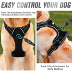 BARKBAY No Pull Dog Harness Front Clip Heavy Duty Reflective Easy Control Handle for Large Dog Walking(Black,L) Large(Chest:27-32") Black