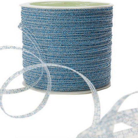 May Arts 1/8-Inch Wide Ribbon, Light Blue Curly Sparkling