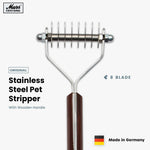 Mars Coat King De-Matting Undercoat Grooming Rake Stripper Tool for Dogs and Cats, Stainless Steel with Wooden Handle for Thick Coats, 8-Blade Stripper for Groomers, Pet Owners Small/Medium Dog