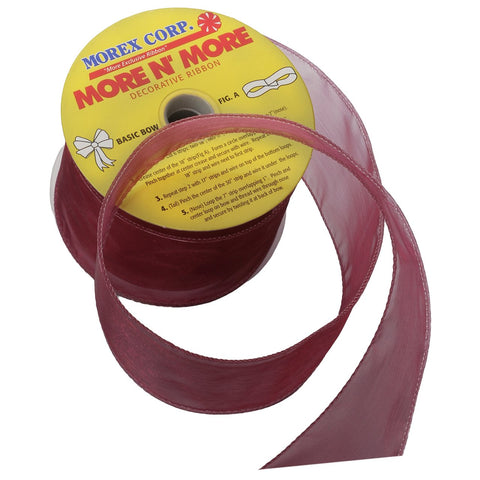 Morex Ribbon Wired Chiffon Ribbon, 2.5-in x 20-Yd, Burgundy