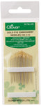 Clover Gold Eye Embroidery Needles Size 3-9 - 16 Pack