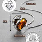 Leafael Women’s Silver Plated Infinity Love Heart Pendant Necklace with Birthstone Crystals, Jewelry Gifts for Her, 18 + 2 inch Chain, Anniversary Birthday Mother's Necklaces for Wife Mom Girlfriend 15-Stress Relief-Dark Topaz Brown