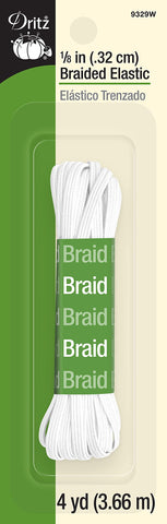 Braided Elastic 1/8"X4yd-White