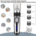 Dog Clippers , Professional Dog Grooming Kit , Cordless Dog Grooming Clippers for Thick Coats , Dog Hair Trimmer , Low Noise Dog Shaver Clippers , Quiet Pet Hair Clippers Tools for Dogs Cats Silver