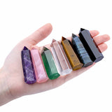 CrystalTears Healing Crystal Wands 2" Hexagonal Crystal Tower Quartz Crystals Stones Points Gemstone Wand Set for Meditation Reiki Healing Crystal Therapy Gift for Christmas 7pcs Crystal Wand 2"-2.4"