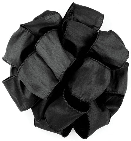 Offray Wired Edge Anisha Craft Ribbon, 2-1/2-Inch Wide by 10-Yard Spool, Black 2-1/2 Inch x 10 Yard