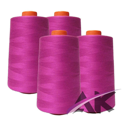 AK Trading 4-Pack HOT Pink All Purpose Sewing Thread Cones (6000 Yards Each) of High Tensile Polyester Thread Spools for Sewing, Quilting, Serger Machines, Overlock, Merrow & Hand Embroidery.