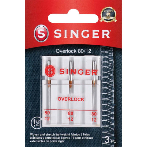 SINGER 2151 Universal Regular Point Overlock Machine Needles for Woven Fabric, Size 80/12, 3-Count 3.0